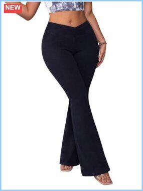 High Waisted Flare Jeans Stretchy Bell Bottom Pull On Denim Pants for Tall Women